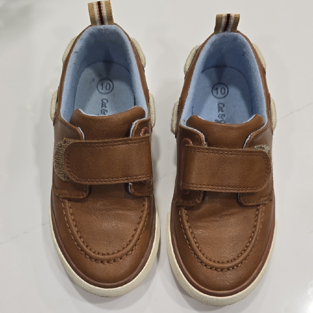 Cat & Jack Brown Kids Sneakers Loafer Boat Shoes with Velcro Size 10